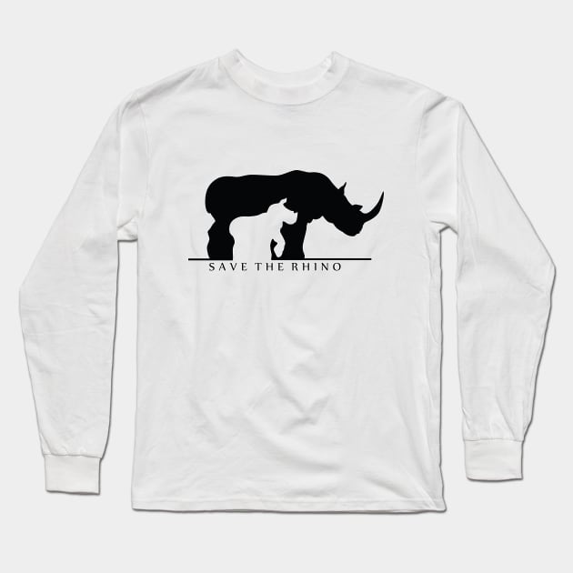 Save The Rhino Long Sleeve T-Shirt by SakuraDragon